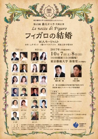 第63回藝大オペラ定期公演　W.A.モーツァルト　フィガロの結婚