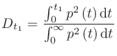 $\displaystyle T_s = \frac{\int_{0}^{\infty}tp^2\left(t\right)\mathrm{d}t}{\int_{0}^{\infty}p^2\left(t\right)\mathrm{d}t}
$